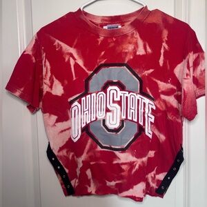 Kampus Kustoms Red and White Ohio State Tie-Dye Tee